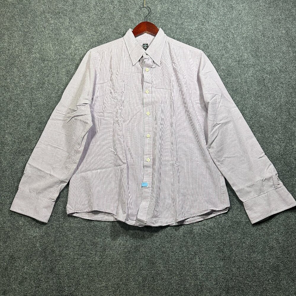 Club Monaco Shirt Mens Large Button Up Red Plaid Cotton Blend Long Sleeve